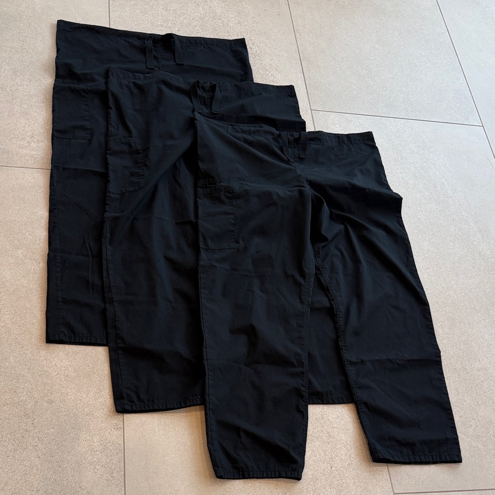 3 pairs Black cotton blend Cherokee scrub pants size large